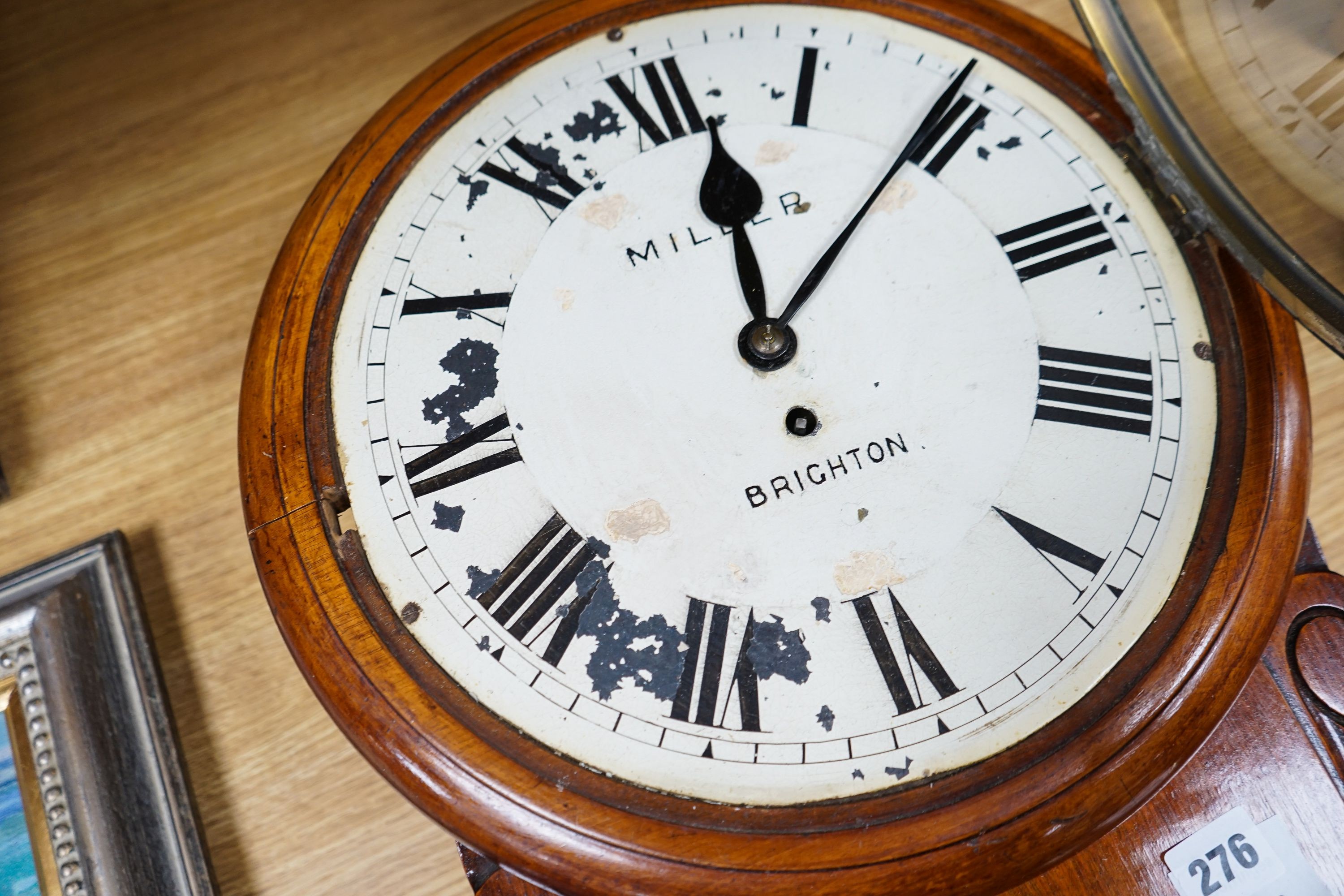Miller, Brighton, a Victorian mahogany drop dial fusee wall timepiece, 54cm